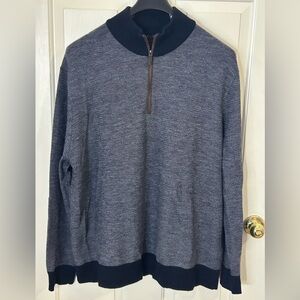 UNTUCKit Belguardo Jacquard Half Zip Sweater Men’s 3XL Navy 100% Merino Wool